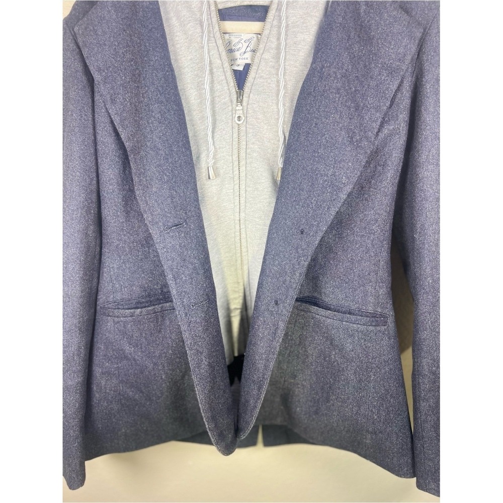 Veronica Beard Dickey Blazer Navy Jacket Gray Hoodie Insert Combo Size 3 Large - Picture 3 of 16